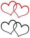 Red and black two hearts clip art