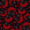 Red and black viburnum berries seamless pattern