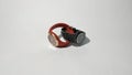 Red and black watch connected on white background surface Royalty Free Stock Photo