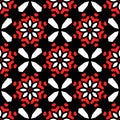 Red black and white abstract geometric floral shapes pattern Royalty Free Stock Photo