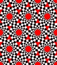 Red, black and white circle patterns, contrasting colorful seamless vector background Royalty Free Stock Photo