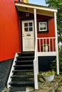 Red Black White Corrugated Iron House Street Reykjavik Iceland