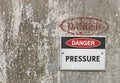 Red, black and white Danger, Pressure warning sign Royalty Free Stock Photo