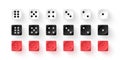 Red, black, white dice cubes for gambling set. Casino craps and playing games vector illustration. Poker cubes of Royalty Free Stock Photo