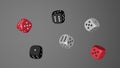 Red Black White Dice, 3D Illustration on Gray Royalty Free Stock Photo