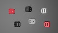 Red Black White Dice, 3D Illustration on Gray Royalty Free Stock Photo