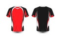 Red black and white layout e-sport t-shirt design template