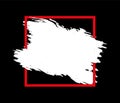 Red Black and white square brush stroke frame on white background. Vector illustration. Vector grunge circle. Royalty Free Stock Photo