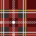 Red black and white tartan traditional fabric seamless pattern, vector EPS 10 Royalty Free Stock Photo