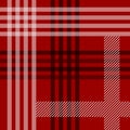 Red black and white tartan traditional fabric seamless pattern, vector Royalty Free Stock Photo