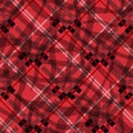 Red black and white tartan traditional fabric seamless pattern, vector eps10 Royalty Free Stock Photo