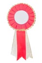 Red blank ribbon award isolated on white