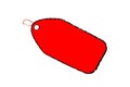 Red Blank Tag, crayon effect list, isolated on white Royalty Free Stock Photo