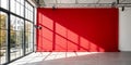 Red blank wall interior background, with shadow from window. Background concept studio and backdrops show products Royalty Free Stock Photo