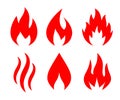 Red blazing fire vector icon