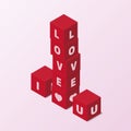 Red block word I LOVE YOU