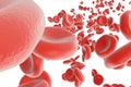 Red blood cells in artery, flow inside body, concept medical human health care, 3d rendering Royalty Free Stock Photo