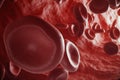 Red blood cells in artery, flow inside body, concept medical human health care, 3d rendering Royalty Free Stock Photo