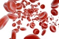 Red blood cells in artery, flow inside body, concept medical human health care, 3d rendering isolated on white Royalty Free Stock Photo