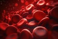 Red blood cells. Circulation of hemoglobin through vessels. Blood anemia background. Human red erythrocytes. Hemoglobin under