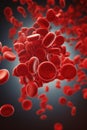 Red blood cells. Circulation of hemoglobin through vessels. Blood anemia background. Human red erythrocytes. Hemoglobin under