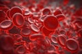 Red blood cells. Circulation of hemoglobin through vessels. Blood anemia background. Human red erythrocytes. Hemoglobin under