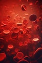 Red blood cells. Circulation of hemoglobin through vessels. Blood anemia background. Human red erythrocytes. Hemoglobin under