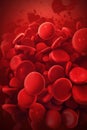 Red blood cells. Circulation of hemoglobin through vessels. Blood anemia background. Human red erythrocytes. Hemoglobin under