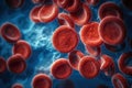 Red blood cells erythrocytes. Illustration of streaming blood cells. Generative AI