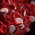 Red blood cells erythrocytes. Illustration of streaming blood cells. Generative AI