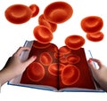 Red blood cells escaping from medical book