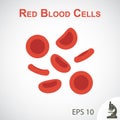 Red blood cells ( flat design ) on vignette background