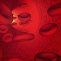 Red blood cells floating inside the heart. 3D illustration Royalty Free Stock Photo