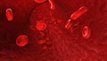 Red Blood cells flow through blood vessel Royalty Free Stock Photo