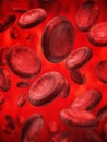 Red blood cells flowing inside the vein. 3D illustration Royalty Free Stock Photo