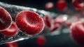 Red blood cells flowing inside a blood vessel. Generated Ai Royalty Free Stock Photo