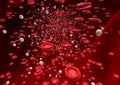 Red blood cells flowing throw an artery Royalty Free Stock Photo