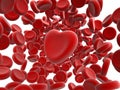 Red blood cells and heart Royalty Free Stock Photo