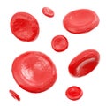 Red blood cells . Isolated white background . 3D rendering Royalty Free Stock Photo