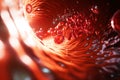 red blood cells move within blood vessels