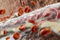 red blood cells move within blood vessels