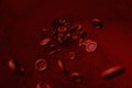 Red Blood cells moving through a blood vessel toward the camera Royalty Free Stock Photo