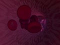 Red blood cells. Scientific illustration bloodstream. 3D