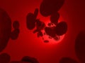 Red blood cells. Scientific illustration bloodstream. 3D