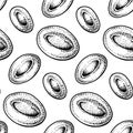 Red Blood cells seamless pattern. Hand drawn erythrocytes. Scientific biology illustration in sketch style Royalty Free Stock Photo