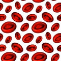 Red Blood cells seamless pattern. Hand drawn erythrocytes. Scientific biology illustration in sketch style Royalty Free Stock Photo