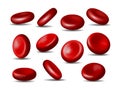 Red blood cells. Set of erythrocytes in various positions isolated on a white background. Royalty Free Stock Photo