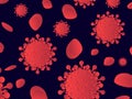 Red blood cells and virus cell seamless pattern. Coronavirus disease COVID-19. 2019-nCoV, middle east respiratory syndrome.