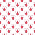 Red Blood Drop inside Heart vector colored seamless pattern Royalty Free Stock Photo