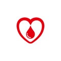 Red blood drop isolated on heart shape. blood donor volunteer vector design Royalty Free Stock Photo